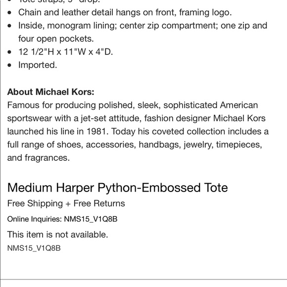 Michael Kors Medium Harper Python-Embossed Tote - Picture 7 of 7